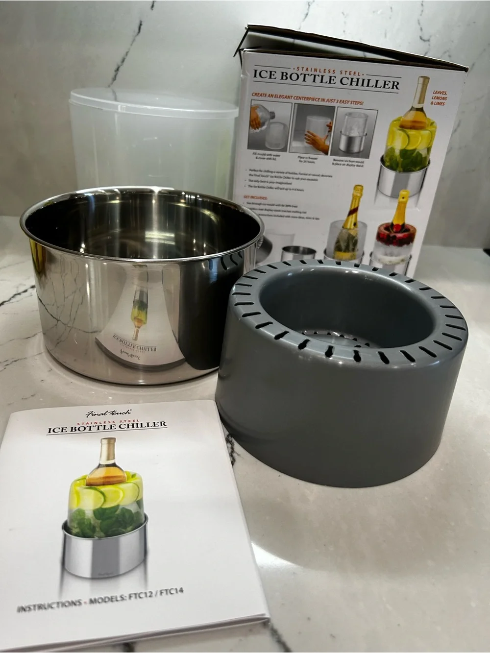 Brand New* Stainless Steel Ice Bottle Chiller - Gray/Steel